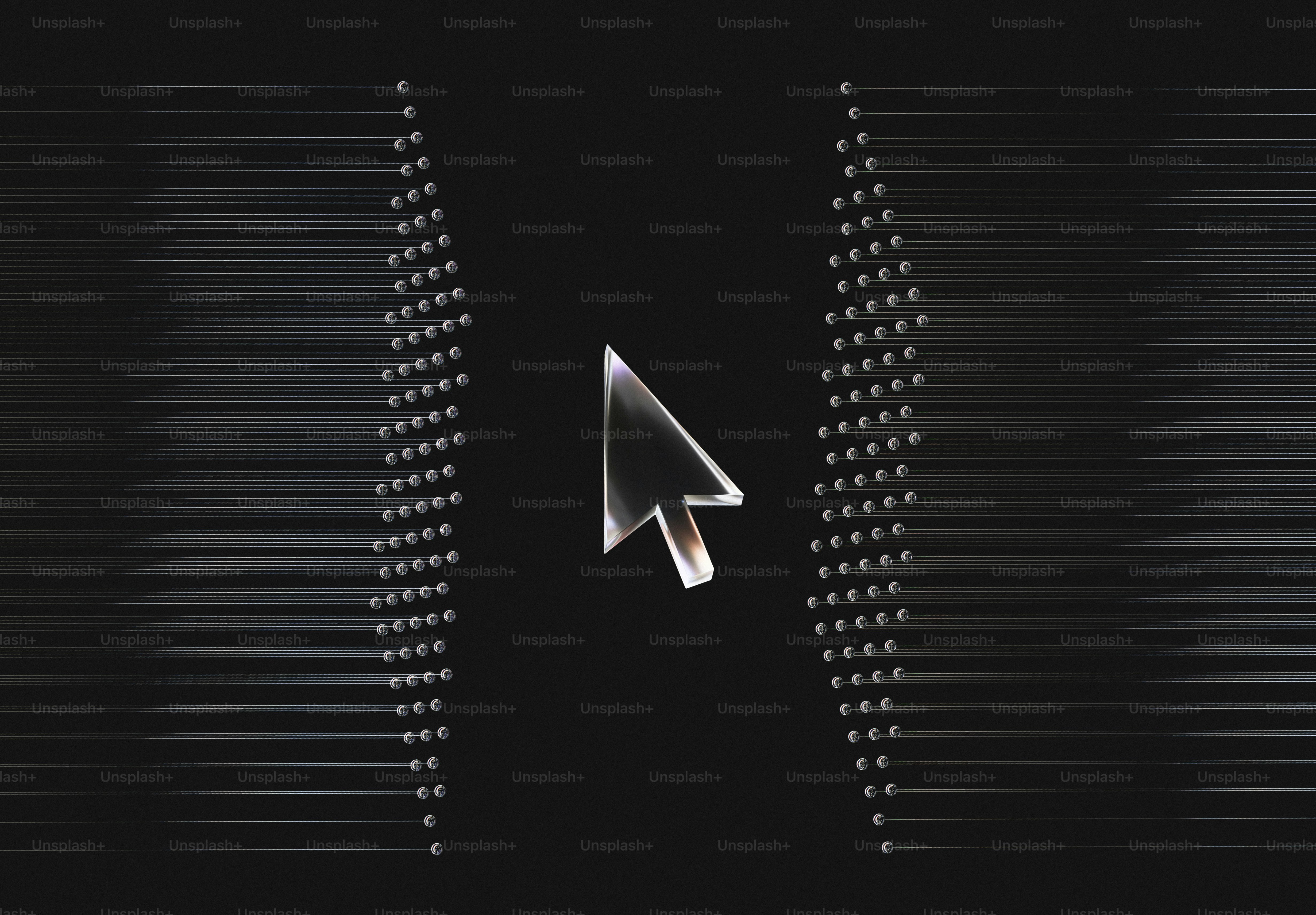 A computer cursor with lines on black.